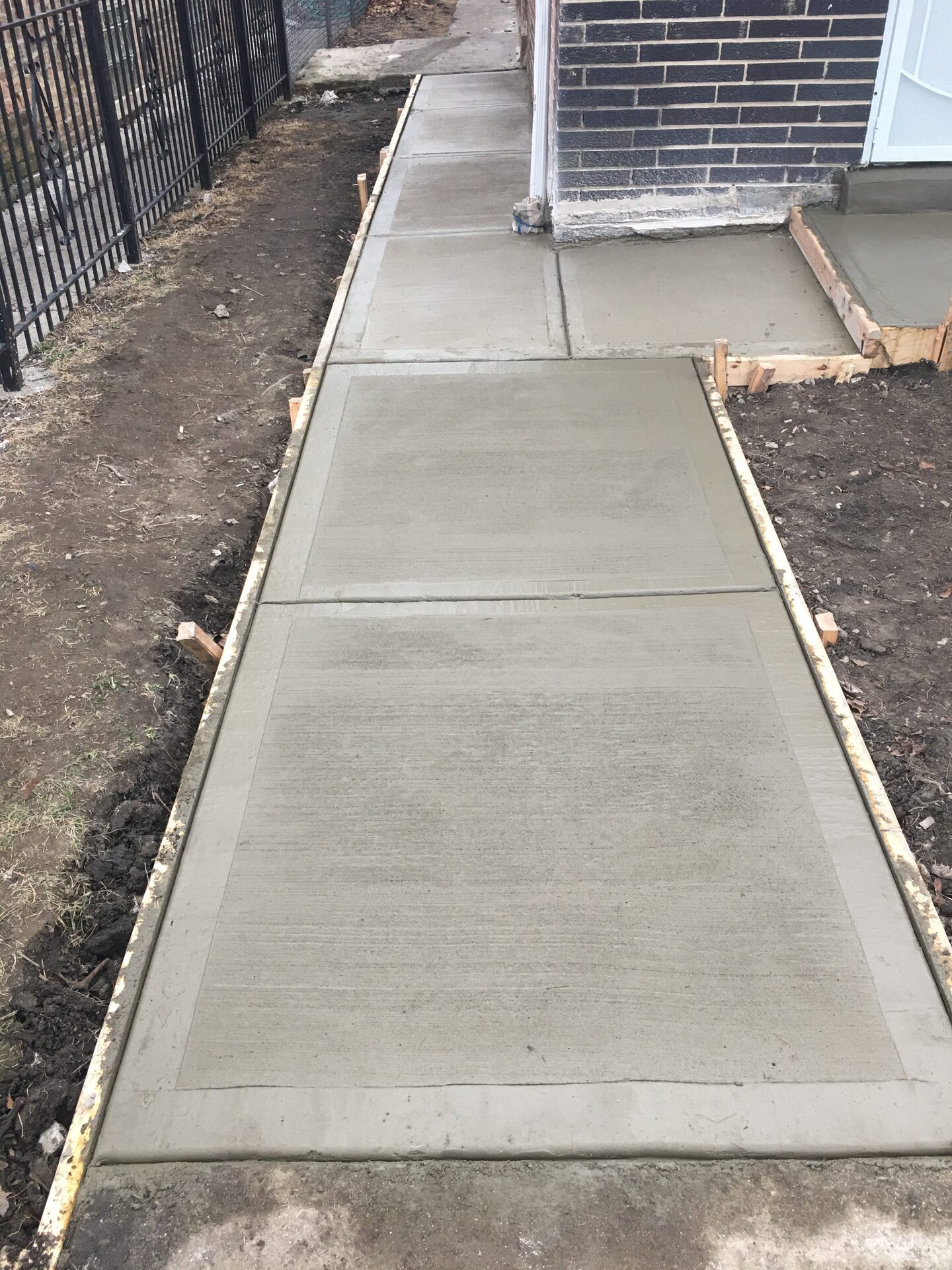 Freshly poured concrete slab